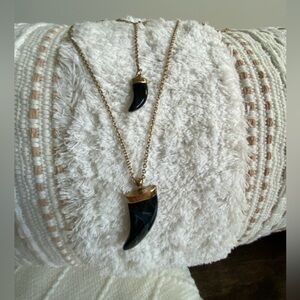 Unique Goldtone and Black Horn Pendant